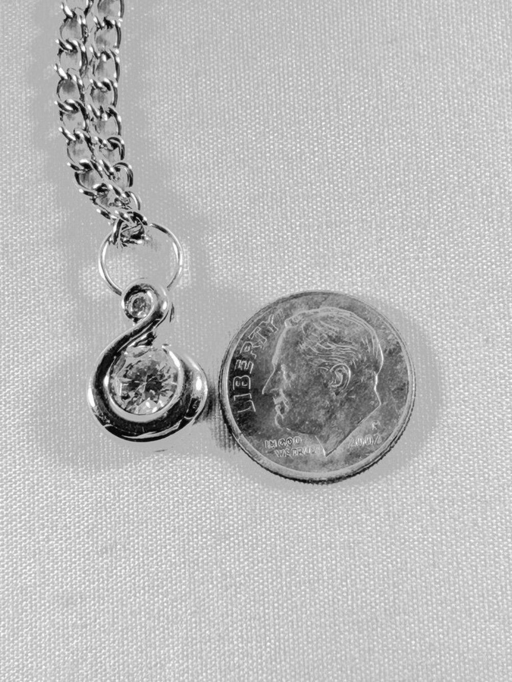 Pendant Single Rhinestone Pendant In Sterling Silver Setting - Picture 9 of 9